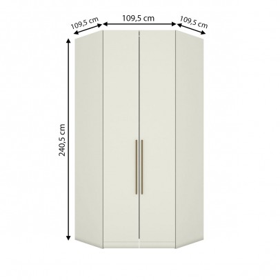 Guarda-Roupa Solteiro Modulado de Canto Predileto 2 Portas Areia Hp - Henn