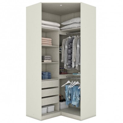 Guarda-Roupa Solteiro Modulado de Canto Predileto 2 Portas Areia Hp/Jequitiba - Henn