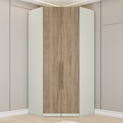 Guarda-Roupa Solteiro Modulado de Canto Predileto 2 Portas Areia Hp/Jequitiba - Henn
