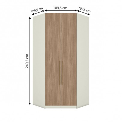 Guarda-Roupa Solteiro Modulado de Canto Predileto 2 Portas Areia Hp/Jequitiba - Henn