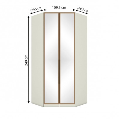 Guarda-Roupa Solteiro Modulado de Canto Predileto 2 Portas com Espelho Areia Hp/Jequitiba - Henn