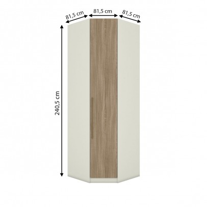 Guarda-Roupa Solteiro Modulado de Canto Predileto 1 Porta Areia Hp/Jequitiba - Henn