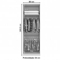 Guarda-Roupa Solteiro Modulado Predileto 2 Portas com Espelho Areia Hp/Jequitiba - Henn