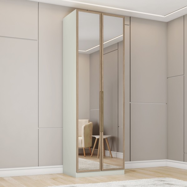 Guarda-Roupa Solteiro Modulado Predileto 2 Portas com Espelho Areia Hp/Jequitiba - Henn