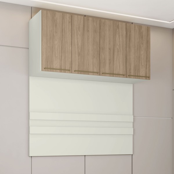 Armário Aéreo para Quarto Ponte Predileto 4 Portas Areia Hp/Jequitiba - Henn