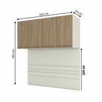 Armário Aéreo para Quarto Ponte Predileto 4 Portas Areia Hp/Jequitiba - Henn