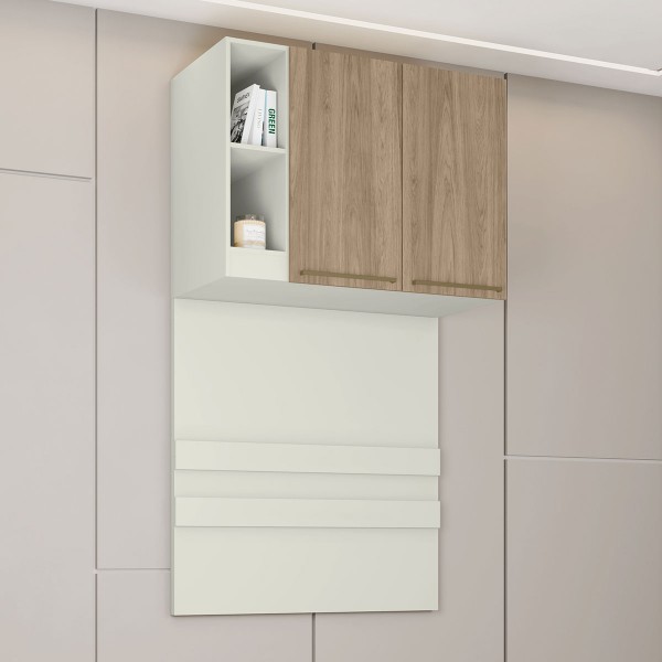 Armário Aéreo para Quarto Ponte Predileto 2 Portas Areia/Jequitiba - Henn