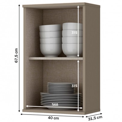 Armário Aéreo Cozinha 40 Cm évelin 1 Porta Duna/Cristal - Henn