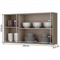 Armário Aéreo Cozinha évelin 3 Portas Duna/Cristal - Henn