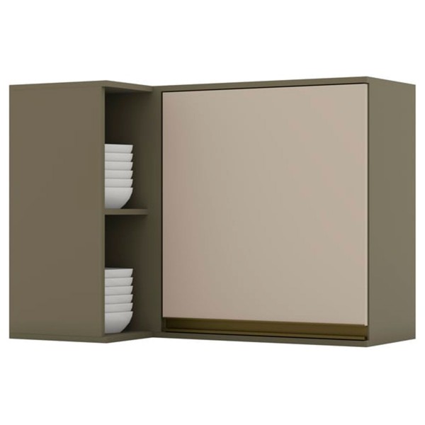 Armário Aéreo Cozinha Canto Reto évelin 1 Porta Duna/Cristal - Henn