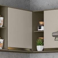 Armário Aéreo Cozinha Canto Reto évelin 1 Porta Duna/Cristal - Henn