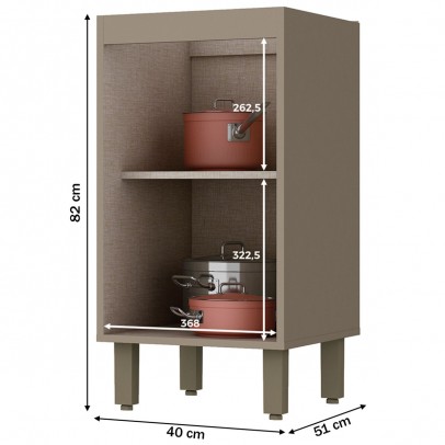 Armário de Cozinha 40 Cm évelin 1 Porta Duna/Cristal - Henn