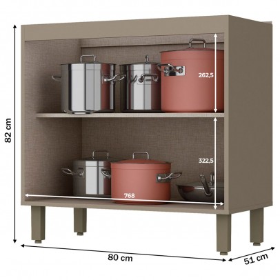 Armário de Cozinha 80 Cm évelin 2 Portas 1 Prateleira Duna/Cristal - Henn