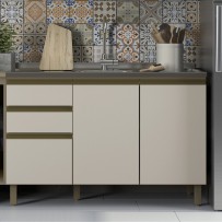 Balcão de Cozinha évelin 3 Portas 2 Gavetas Duna/Cristal - Henn