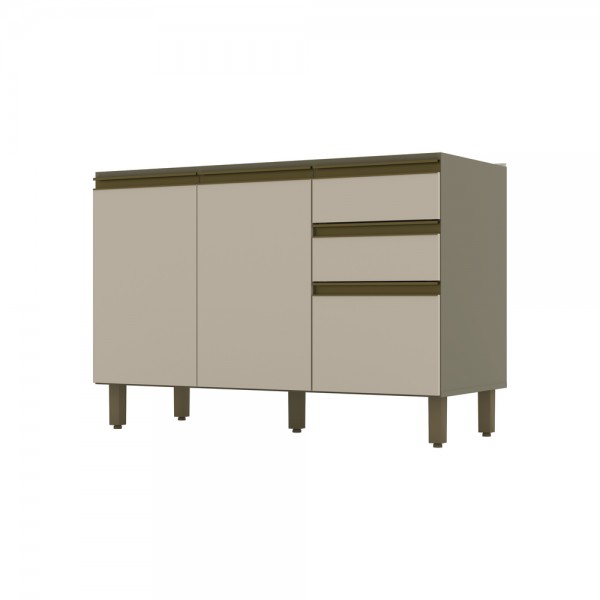 Balcão de Cozinha évelin 3 Portas 2 Gavetas Duna/Cristal - Henn