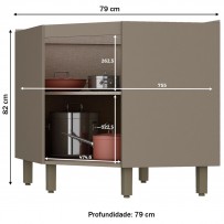 Armário de Cozinha para Canto évelin 1 Porta 1 Prateleira Duna/Cristal - Henn