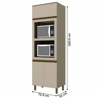 Torre Quente évelin 3 Portas 1 Prateleira Duna/Cristal - Henn