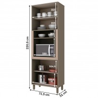 Torre Quente évelin 4 Portas 3 Prateleiras Duna/Cristal - Henn