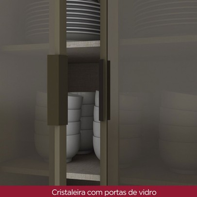 Cristaleira évelin 4 Portas 4 Prateleiras Duna/Cristal - Henn