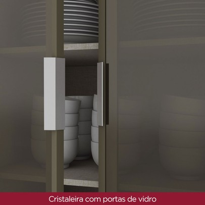 Cristaleira évelin 4 Portas 4 Prateleiras Duna/Cristal - Henn
