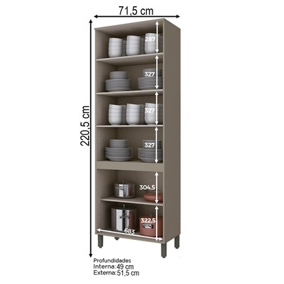 Cristaleira évelin 4 Portas 4 Prateleiras Duna/Cristal - Henn