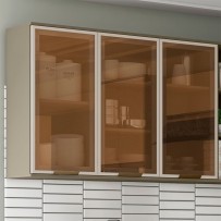 Armário Aéreo Cozinha évelin 3 Portas 3 Prateleiras com Vidro Duna - Henn