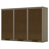 Armário Aéreo Cozinha évelin 3 Portas 3 Prateleiras com Vidro Duna - Henn