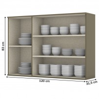 Armário Aéreo Cozinha évelin 3 Portas 3 Prateleiras com Vidro Duna - Henn