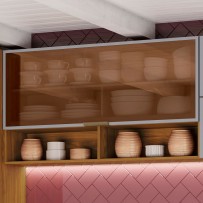 Armário Aéreo Cozinha Evidence 1 Porta Basculante Nature/Cinza - Briz