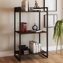 Estante para Livros Industrial Aço 3 Prateleiras Nogal/Preto - Panorama Móveis