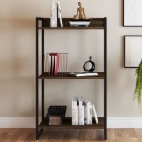 Estante para Livros Industrial Aço 3 Prateleiras Nogal/Preto - Panorama Móveis