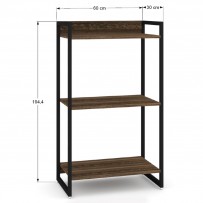 Estante para Livros Industrial Aço 3 Prateleiras Nogal/Preto - Panorama Móveis