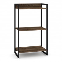 Estante para Livros Industrial Aço 3 Prateleiras Nogal/Preto - Panorama Móveis