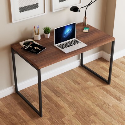 Mesa Escrivaninha Industrial Aço 120 Nogal/Preto - Panorama Móveis