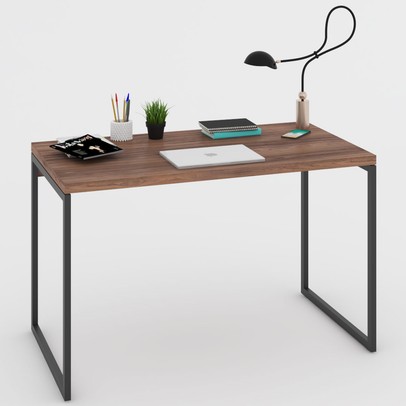 Mesa Escrivaninha Industrial Aço 120 Nogal/Preto - Panorama Móveis