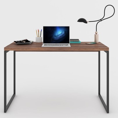 Mesa Escrivaninha Industrial Aço 120 Nogal/Preto - Panorama Móveis