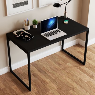 Mesa Escrivaninha Industrial Aço 120 ônix/Preto - Panorama Móveis