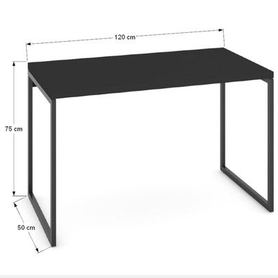 Mesa Escrivaninha Industrial Aço 120 ônix/Preto - Panorama Móveis