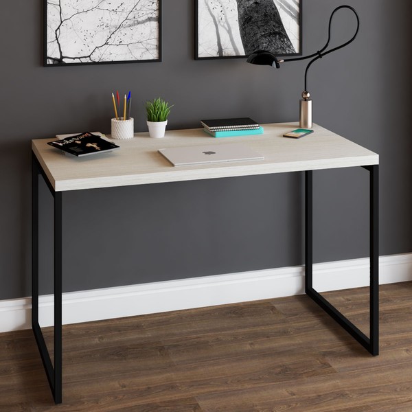 Mesa Escrivaninha Industrial Aço 120 Snow/Preto - Panorama Móveis