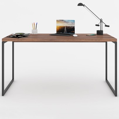 Mesa Escrivaninha Industrial Aço 150 Nogal/Preto - Panorama Móveis
