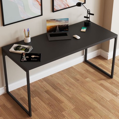 Mesa Escrivaninha Industrial Aço 150 ônix/Preto - Panorama Móveis