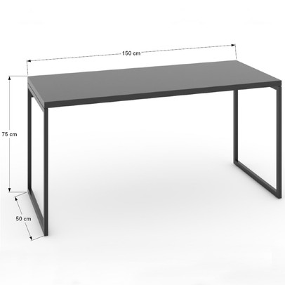 Mesa Escrivaninha Industrial Aço 150 ônix/Preto - Panorama Móveis