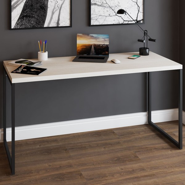 Mesa Escrivaninha Industrial Aço 150 Snow/Preto - Panorama Móveis