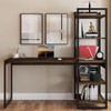 Mesa Escrivaninha Flex Industrial Aço 4 Prateleiras Carvalho Dark/Preto - Panorama Móveis