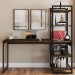 Mesa Escrivaninha Flex Industrial Aço 4 Prateleiras Carvalho Dark/Preto - Panorama Móveis