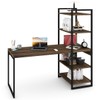 Mesa Escrivaninha Flex Industrial Aço 4 Prateleiras Carvalho Dark/Preto - Panorama Móveis