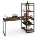 Mesa Escrivaninha Flex Industrial Aço 4 Prateleiras Carvalho Dark/Preto - Panorama Móveis