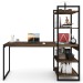 Mesa Escrivaninha Flex Industrial Aço 4 Prateleiras Carvalho Dark/Preto - Panorama Móveis
