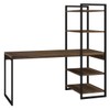 Mesa Escrivaninha Flex Industrial Aço 4 Prateleiras Carvalho Dark/Preto - Panorama Móveis