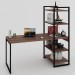 Mesa Escrivaninha Flex Industrial Aço 4 Prateleiras Nogal/Preto - Panorama Móveis